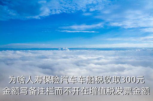 為啥人壽保險汽車車船稅收取300元金額寫備注欄而不開在增值稅發(fā)票金額