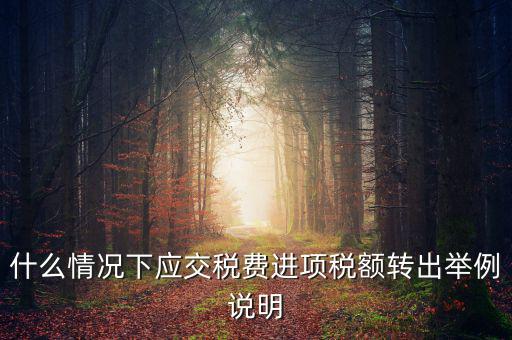 什么情況下應(yīng)交稅費進項稅額轉(zhuǎn)出舉例說明