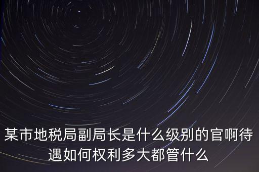 某市地稅局副局長(zhǎng)是什么級(jí)別的官啊待遇如何權(quán)利多大都管什么