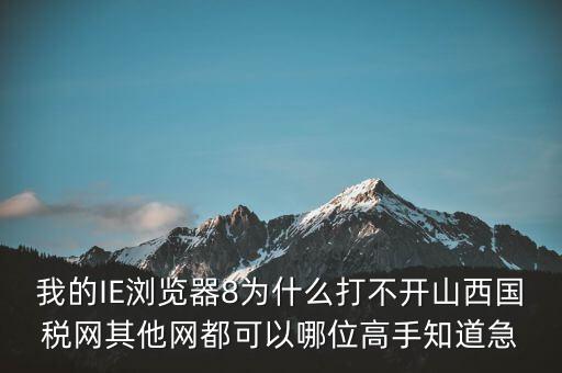 我的IE瀏覽器8為什么打不開山西國稅網(wǎng)其他網(wǎng)都可以哪位高手知道急