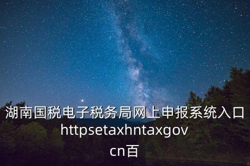 湖南國稅電子稅務(wù)局網(wǎng)上申報系統(tǒng)入口httpsetaxhntaxgovcn百