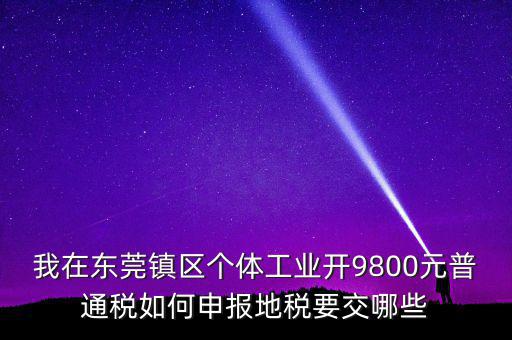 我在東莞鎮(zhèn)區(qū)個體工業(yè)開9800元普通稅如何申報地稅要交哪些