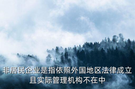 非居民企業(yè)是指依照外國地區(qū)法律成立且實(shí)際管理機(jī)構(gòu)不在中