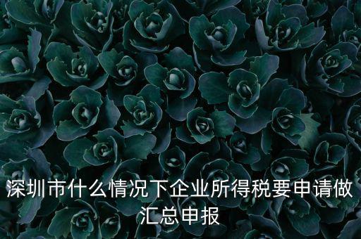 深圳市什么情況下企業(yè)所得稅要申請(qǐng)做匯總申報(bào)