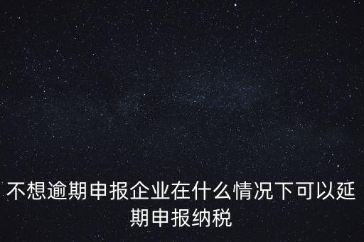 不想逾期申報(bào)企業(yè)在什么情況下可以延期申報(bào)納稅