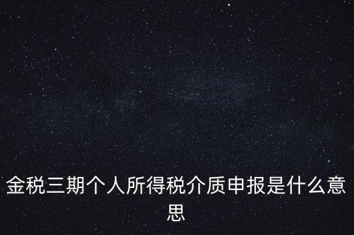 金稅三期個人所得稅介質申報是什么意思