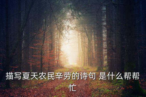 茍稅讀什么，描寫夏天農(nóng)民辛勞的詩句 是什么幫幫忙