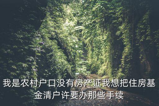 地稅清戶需要什么資料，我是農(nóng)村戶口沒有房產(chǎn)證我想把住房基金清戶許要辦那些手續(xù)