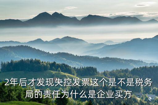 2年后才發(fā)現(xiàn)失控發(fā)票這個(gè)是不是稅務(wù)局的責(zé)任為什么是企業(yè)買(mǎi)方