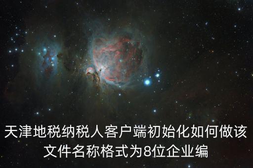 天津地稅納稅人客戶端初始化如何做該文件名稱格式為8位企業(yè)編