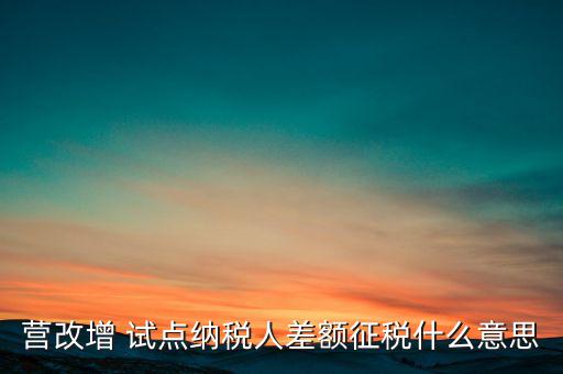 什么是營(yíng)改增試點(diǎn)納稅人，什么是試點(diǎn)納稅人試點(diǎn)納稅人是什么意思