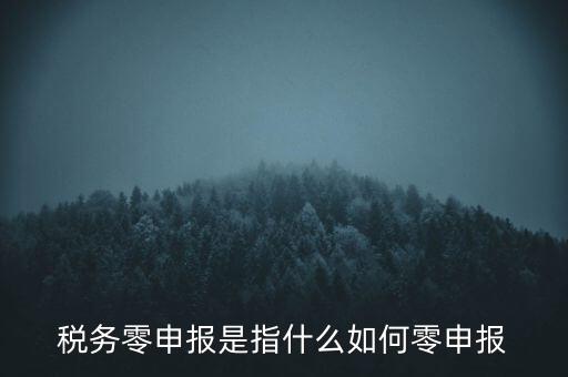 稅務零申報是指什么如何零申報