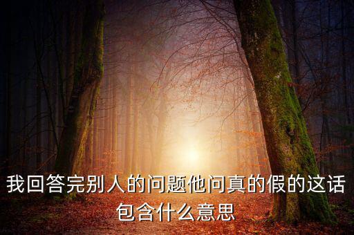 我回答完別人的問(wèn)題他問(wèn)真的假的這話(huà)包含什么意思