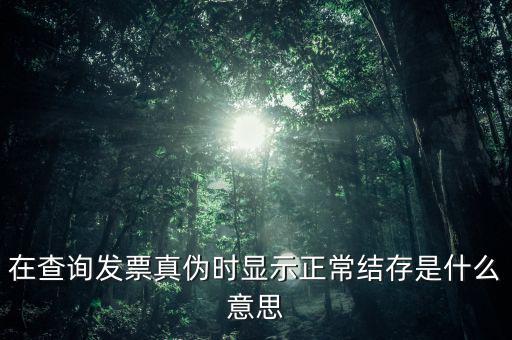 在查詢(xún)發(fā)票真?zhèn)螘r(shí)顯示正常結(jié)存是什么意思