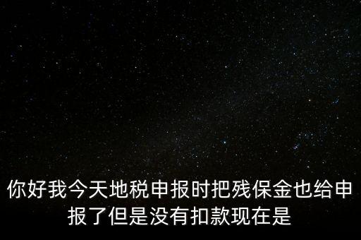 你好我今天地稅申報(bào)時(shí)把殘保金也給申報(bào)了但是沒有扣款現(xiàn)在是