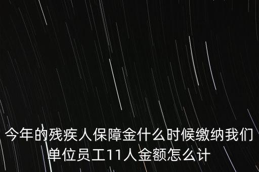 今年的殘疾人保障金什么時候繳納我們單位員工11人金額怎么計