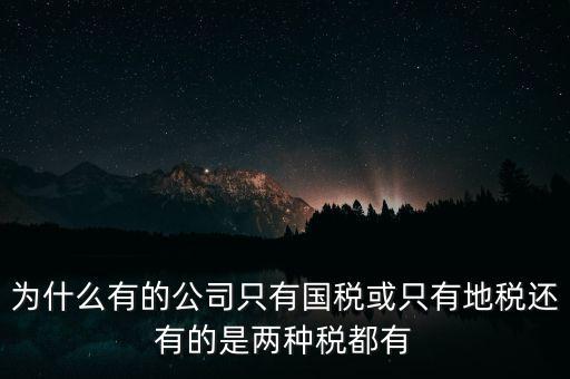 為什么有的公司只有國稅或只有地稅還有的是兩種稅都有