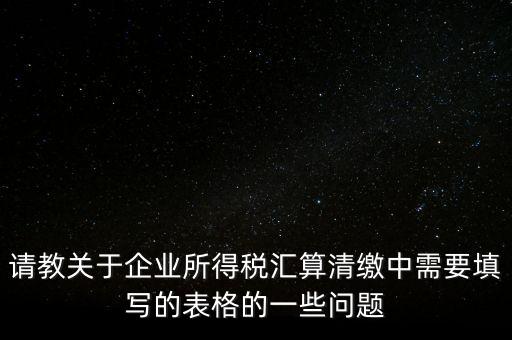 請(qǐng)教關(guān)于企業(yè)所得稅匯算清繳中需要填寫(xiě)的表格的一些問(wèn)題