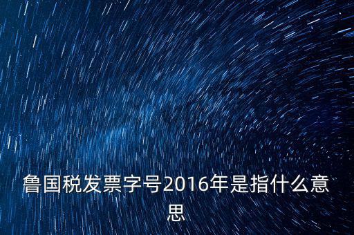 魯國稅發(fā)票字號2016年是指什么意思