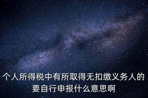 個(gè)人所得稅中有所取得無扣繳義務(wù)人的要自行申報(bào)什么意思啊