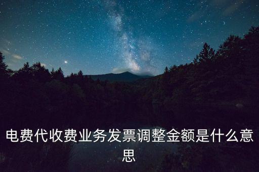 發(fā)票調(diào)試是什么意思，電費代收費業(yè)務(wù)發(fā)票調(diào)整金額是什么意思