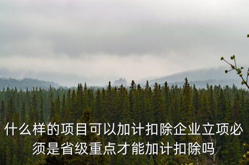 什么樣的項目可以加計扣除企業(yè)立項必須是省級重點才能加計扣除嗎