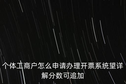 個體工商戶怎么申請辦理開票系統(tǒng)望詳解分?jǐn)?shù)可追加