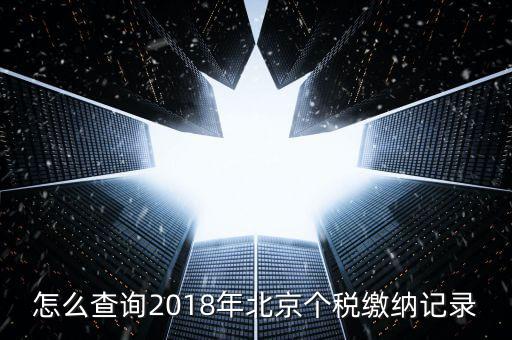 怎么查詢2018年北京個稅繳納記錄