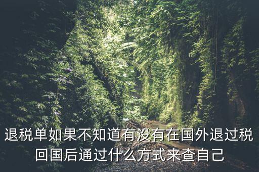 退稅單如果不知道有沒有在國外退過稅回國后通過什么方式來查自己