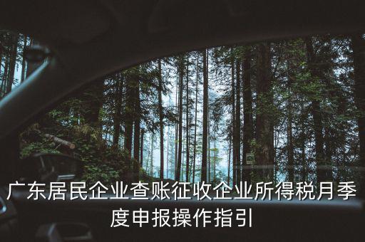 廣東居民企業(yè)查賬征收企業(yè)所得稅月季度申報操作指引