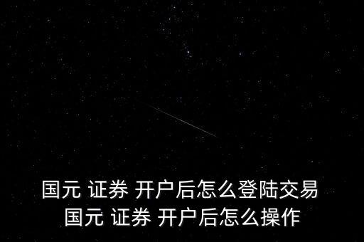  國元 證券 開戶后怎么登陸交易 國元 證券 開戶后怎么操作