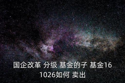 國企改革 分級(jí) 基金的子 基金161026如何 賣出