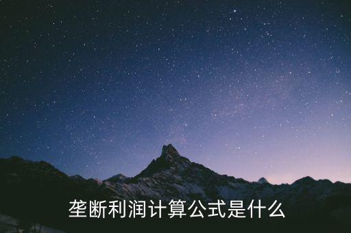  壟斷利潤計算公式是什么