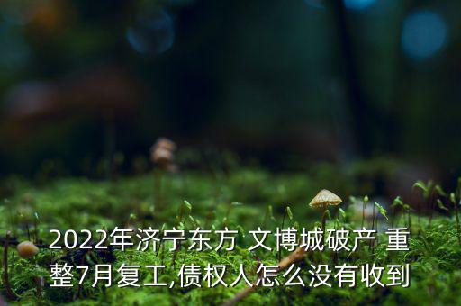 2022年濟寧東方 文博城破產(chǎn) 重整7月復工,債權人怎么沒有收到