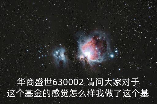 華商盛世630002 請(qǐng)問(wèn)大家對(duì)于這個(gè)基金的感覺怎么樣我做了這個(gè)基