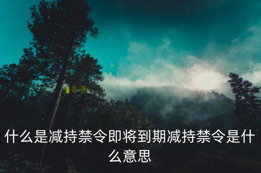 減持禁令是什么意思，1月8號大股東減持是什么意思