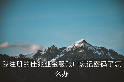 我注冊(cè)的佳兆業(yè)金服賬戶忘記密碼了怎么辦