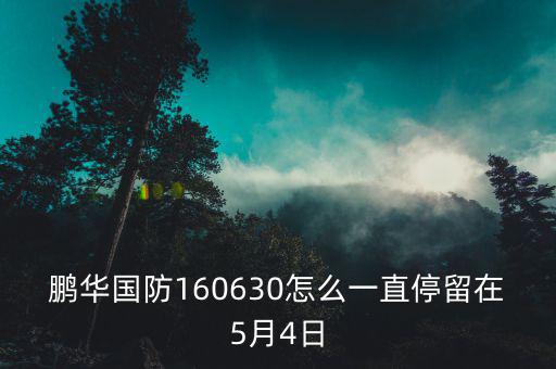 國防b分級160630股票為什么賣了，鵬華國防160630怎么一直停留在5月4日