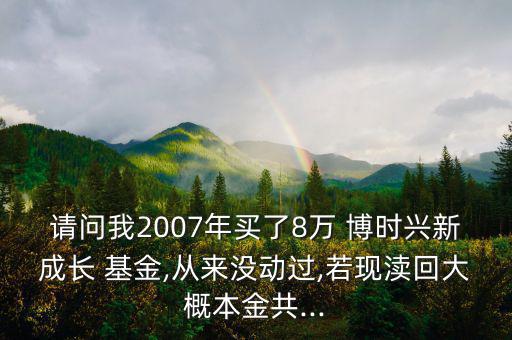 請問我2007年買了8萬 博時(shí)興新成長 基金,從來沒動過,若現(xiàn)瀆回大概本金共...