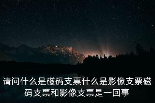 請問什么是磁碼支票什么是影像支票磁碼支票和影像支票是一回事