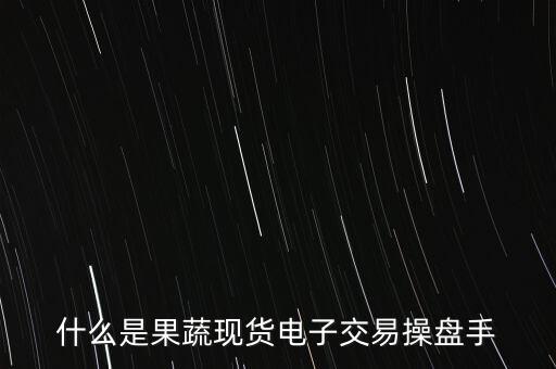 什么是果蔬現(xiàn)貨電子交易操盤手