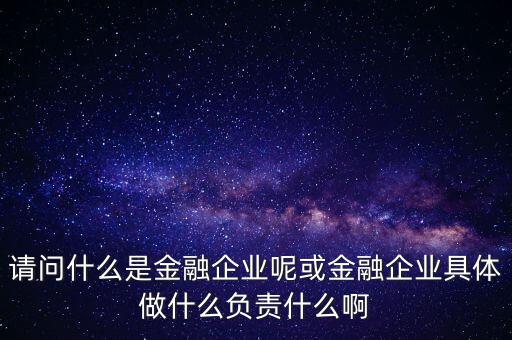 請(qǐng)問什么是金融企業(yè)呢或金融企業(yè)具體做什么負(fù)責(zé)什么啊