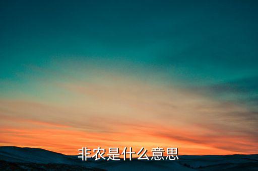 大非農(nóng)是什么意思，非農(nóng)是什么意思