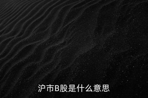 滬深b股是什么意思，滬市B股是什么意思