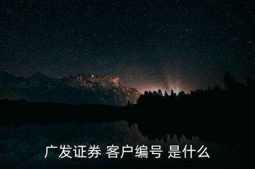 廣發(fā)證券 客戶編號(hào) 是什么