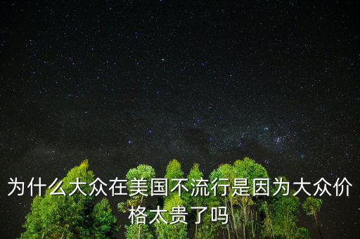 為什么大眾在美國不流行是因為大眾價格太貴了嗎