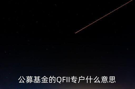 公募基金的QFII專戶什么意思