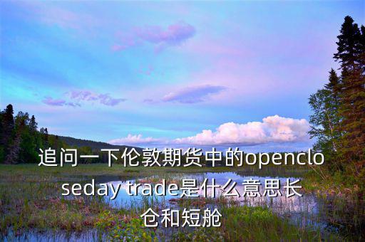 追問(wèn)一下倫敦期貨中的opencloseday trade是什么意思長(zhǎng)倉(cāng)和短艙