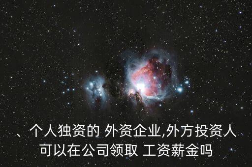 、個(gè)人獨(dú)資的 外資企業(yè),外方投資人可以在公司領(lǐng)取 工資薪金嗎