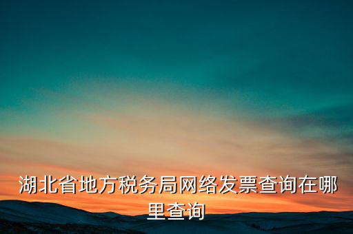  湖北省地方稅務局網絡發(fā)票查詢在哪里查詢